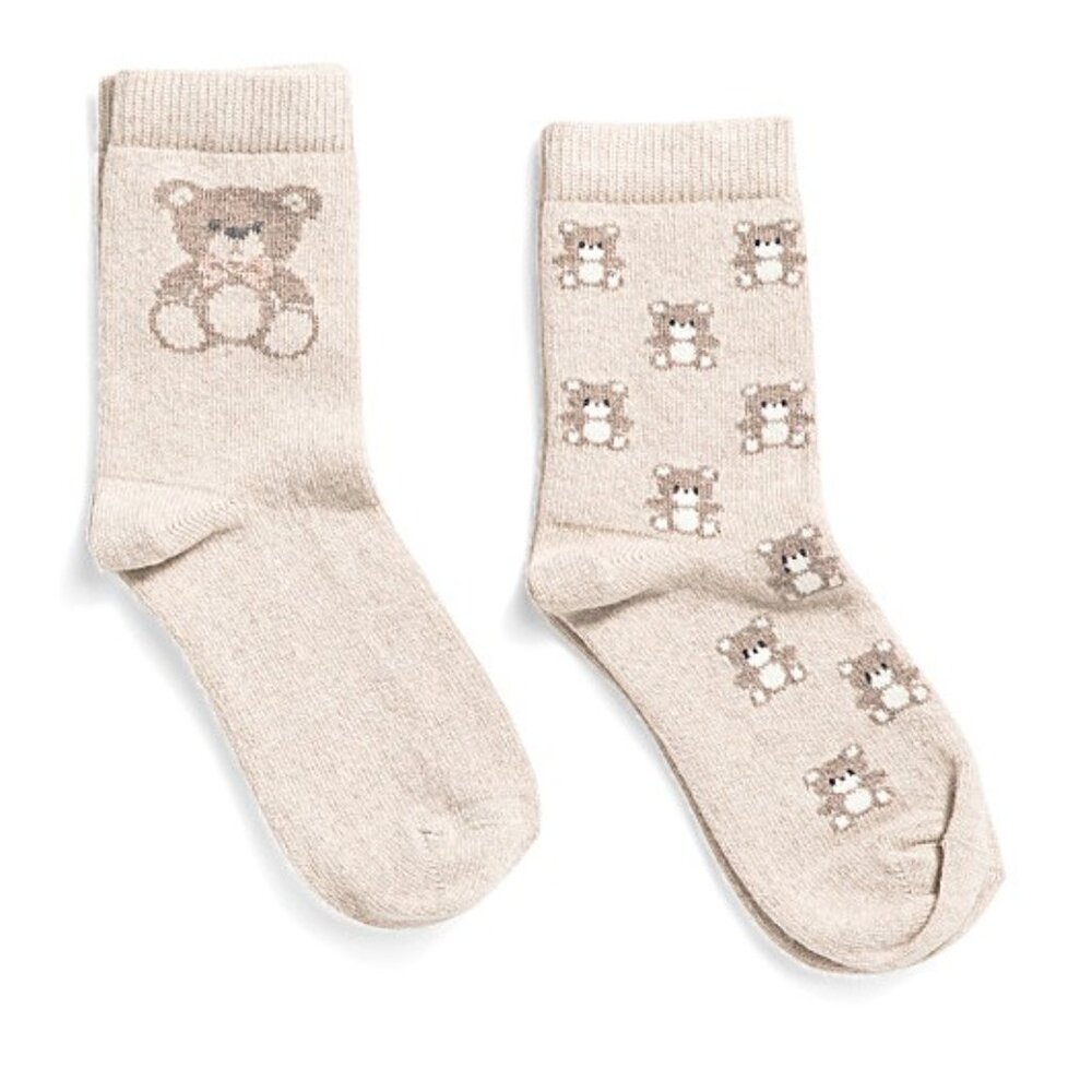 LEON D'ORO Made In Italy 2pk Cashmere Blend Teddy Bear Socks